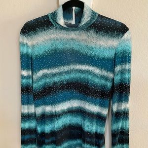 Grayse teal with silver studs mockneck